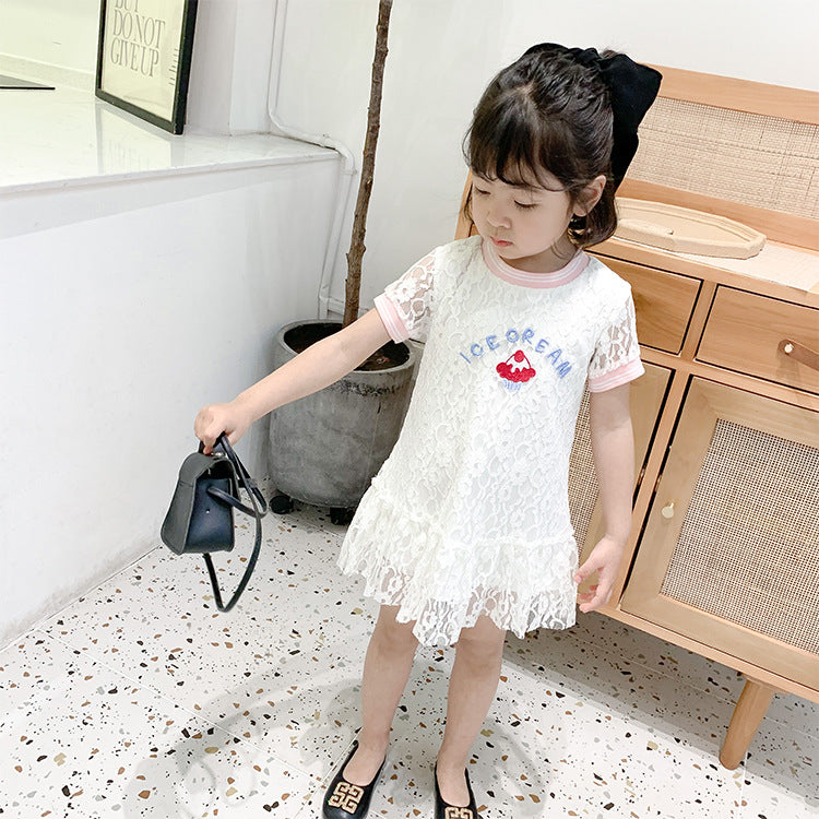 Summer Baby Girls Hot Selling Fashion Short Sleeves Lace Design Ice-Cr MyKids-USA Summer Baby Girls Hot Selling Fashion Short Sleeves Lace Design Ice-Cr MyKids-USA