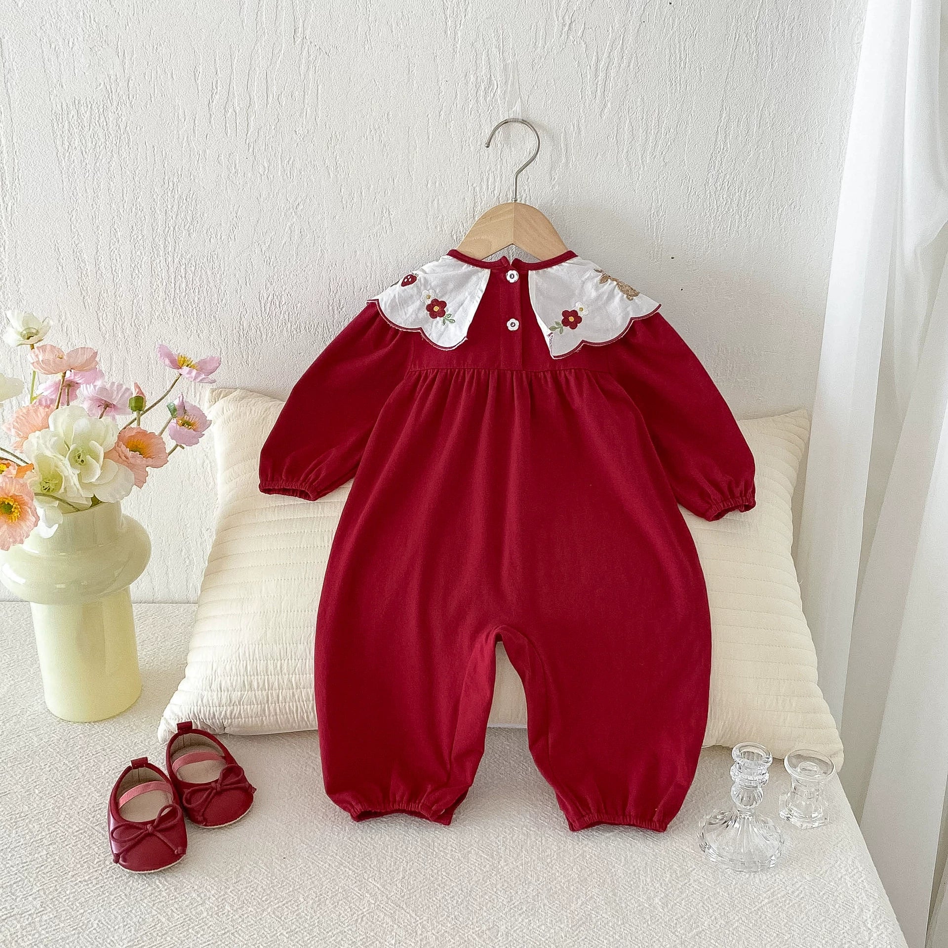 Autumn Hot Selling Baby Girls Long Sleeves Red Rabbit and Strawberry Pattern Rompers, MyKids-USA®, Baby One-Pieces, MyKids-USA -  -  -  -  -  -  - 