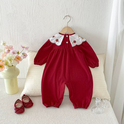 Autumn Hot Selling Baby Girls Long Sleeves Red Rabbit and Strawberry Pattern Rompers, MyKids-USA®, Baby One-Pieces, MyKids-USA -  -  -  -  -  -  - 