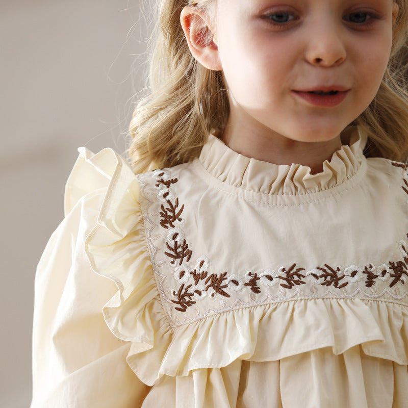 Arrival Autumn Girls Vines Pattern Embroidery French Style Ruffle Dress, MyKids-USA®, Baby & Toddler Dresses, MyKids-USA -  -  -  -  -  -  - 
