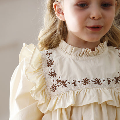 Arrival Autumn Girls Vines Pattern Embroidery French Style Ruffle Dress, MyKids-USA®, Baby & Toddler Dresses, MyKids-USA -  -  -  -  -  -  - 
