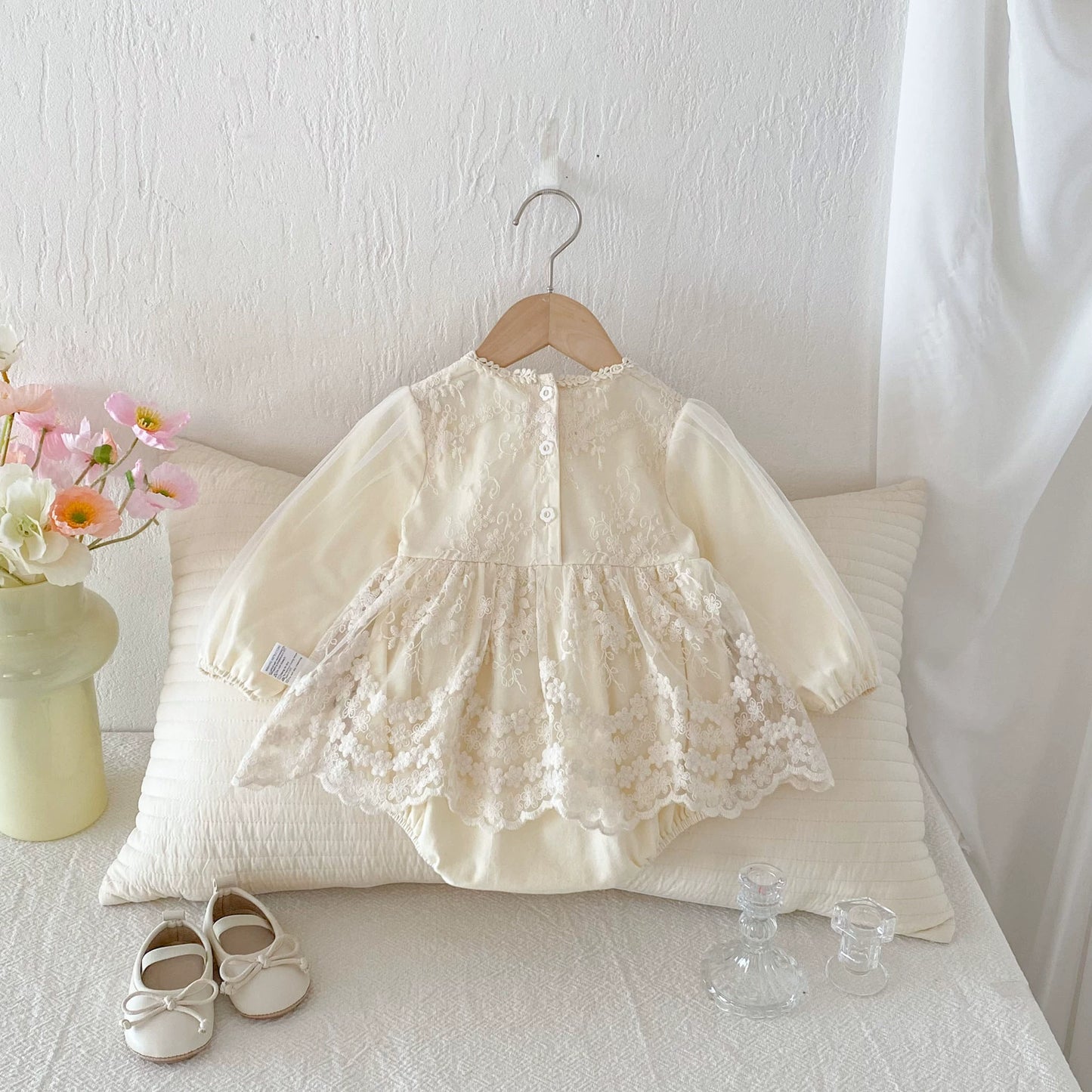 Autumn Arrival Baby Girls Long Sleeves Flowers Pattern Tulle Patchwork Onesies, MyKids-USA®, Baby & Toddler Dresses, MyKids-USA -  -  -  -  -  -  - 