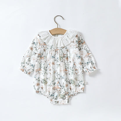 Floral Pattern Ruffle Neck Triangle Onesies