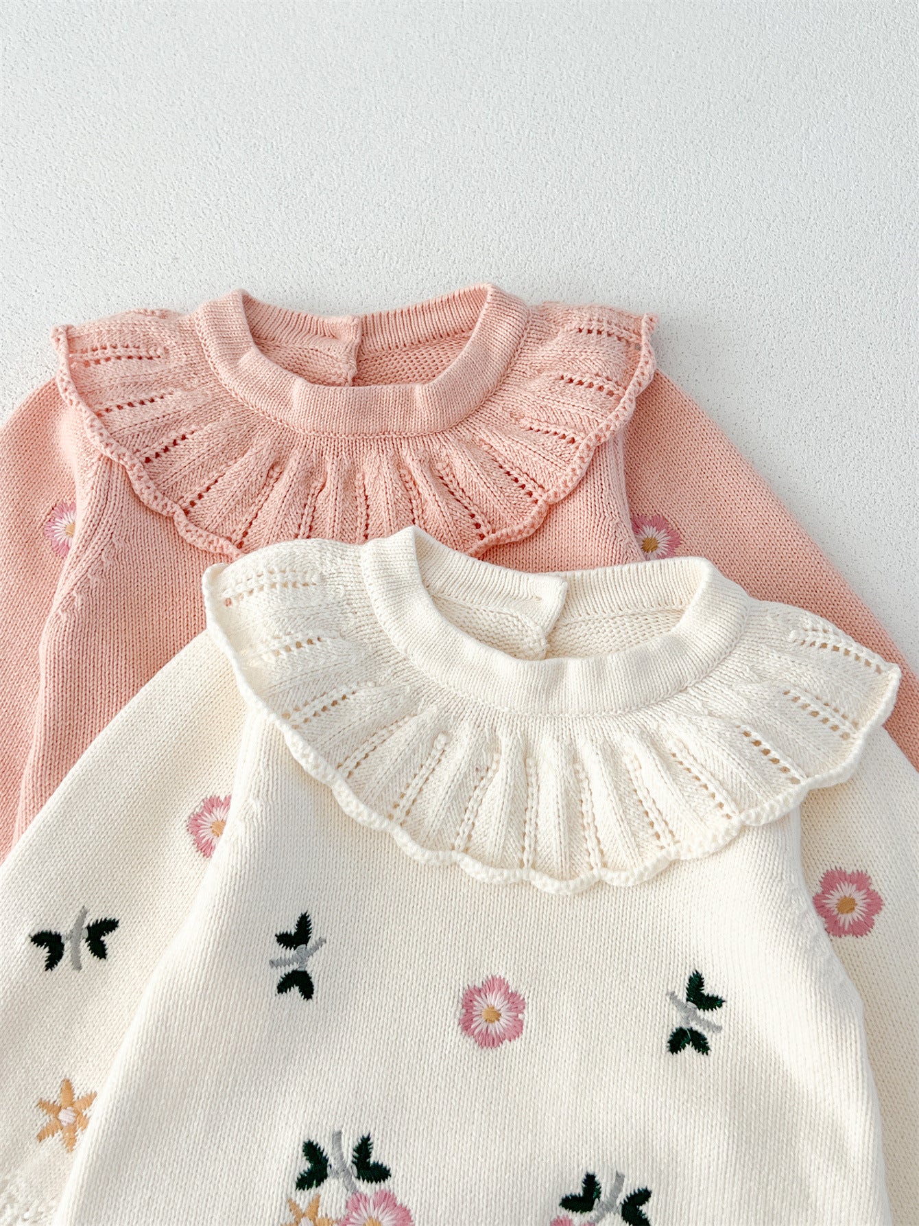 Autumn Arrival Baby Girls Flowers and Butterfly Embroidery Pattern Long Sleeves Onesies with Collar, MyKids-USA®, Baby One-Pieces, MyKids-USA -  -  -  -  -  -  - 
