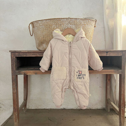 MyKids-USA® Winter Arrival Baby Long Sleeves Warm Letters Pattern Cotton-Padded Hooded Rompers
