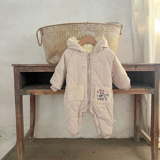 MyKids-USA® Winter Arrival Baby Long Sleeves Warm Letters Pattern Cotton-Padded Hooded Rompers