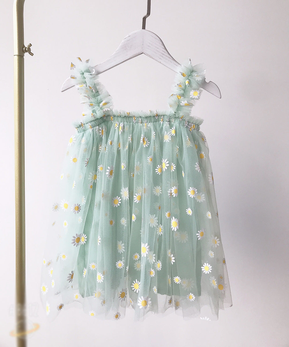 Summer Baby Kids Girls Sleeveless Floral and Fruits Pattern Tulle Strap Dress, MyKids-USA®, Baby & Children's Dresses, MyKids-USA - Size/Age - 80 (9-12M) - Color - Green -  -  - TR2605232046-A.