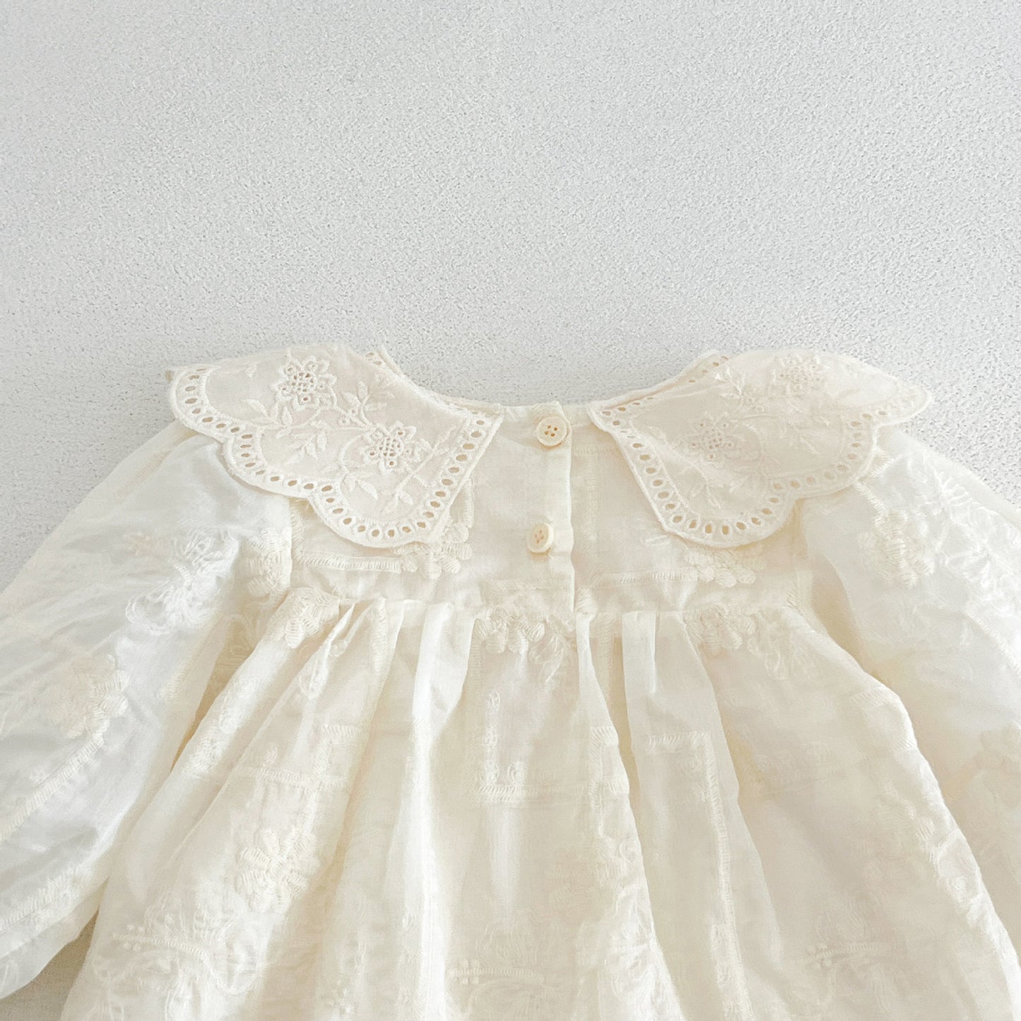 MyKids-USA® Autumn Flowers Embroidered Solid Color Baby Kids Girls Princess Dress