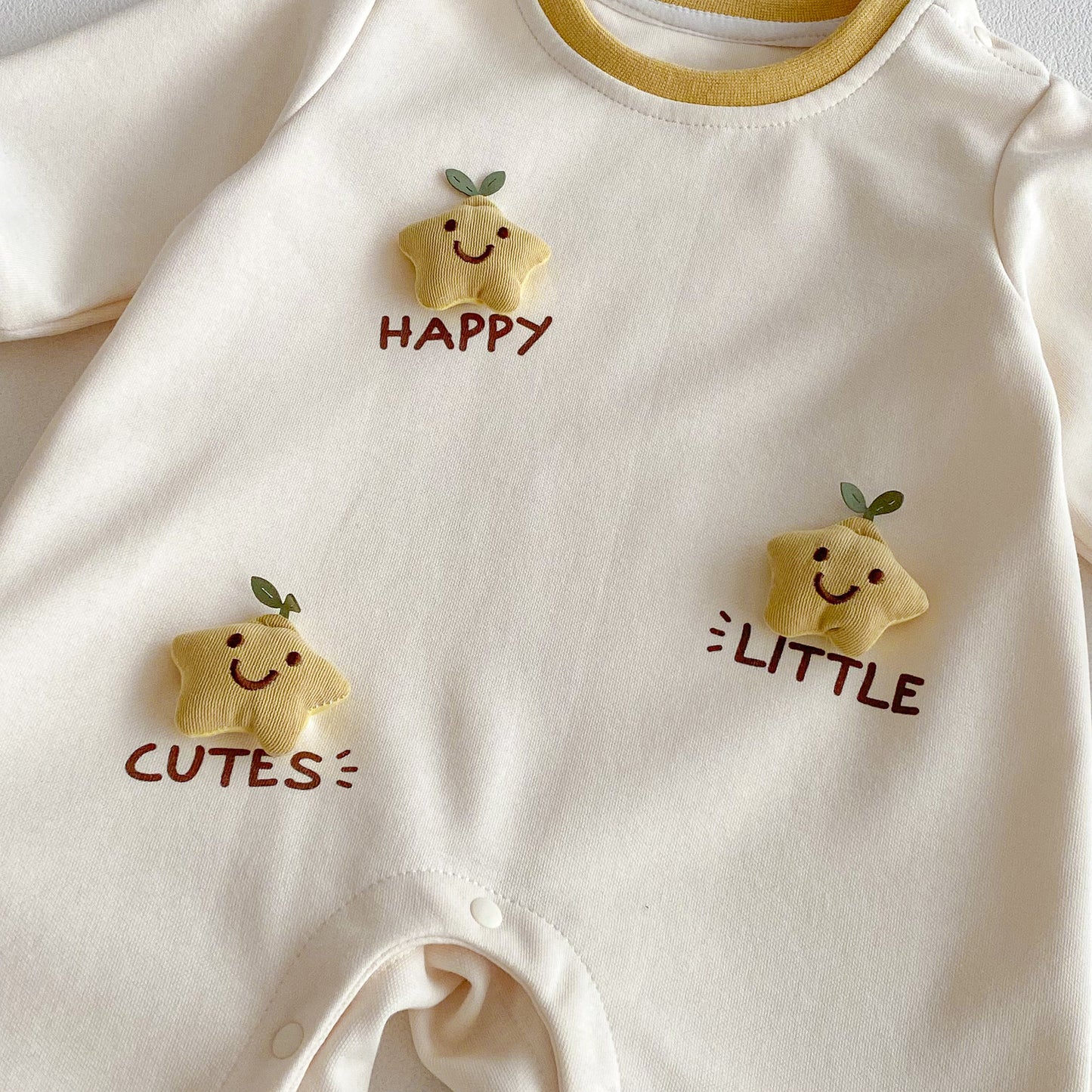 Spring Arrival Baby Unisex Long Sleeves Color Patchwork Cartoon and Letters Pattern Rompers