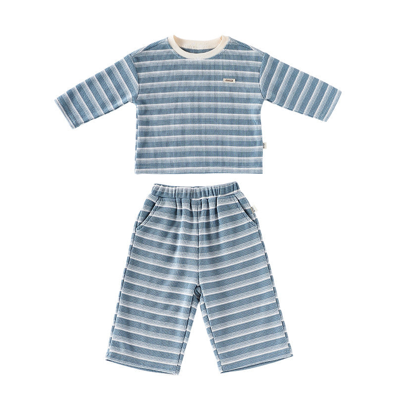 Spring and Autumn Baby Kids Striped Pattern Long Sleeves Top and Pants Clothing Set, MyKids-USA®, Baby & Toddler Outfits, MyKids-USA - Size/Age - 73 (6-9M) - Color - Blue -  -  - TR2509272344-A