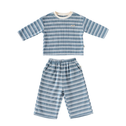 Spring and Autumn Baby Kids Striped Pattern Long Sleeves Top and Pants Clothing Set, MyKids-USA®, Baby & Toddler Outfits, MyKids-USA - Size/Age - 73 (6-9M) - Color - Blue -  -  - TR2509272344-A