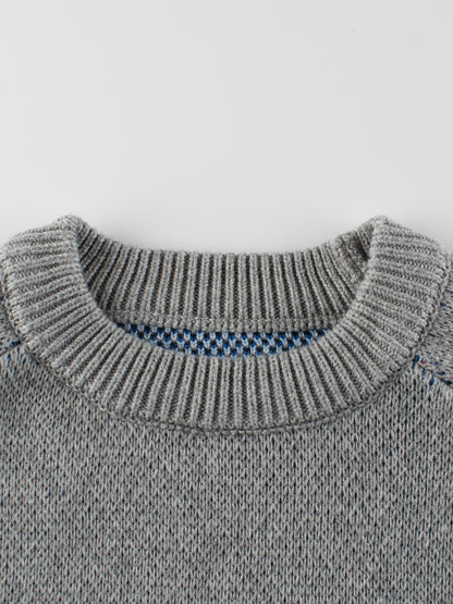 Baby Boy Kids Color Patchwork Crew Neck Long Sleeves Knitwear Pullover, MyKids-USA®, Baby & Toddler Outerwear, MyKids-USA -  -  -  -  -  -  - 