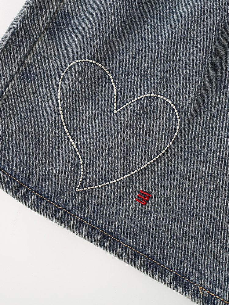 Arrival Summer Girls Heart Pattern Lightweight Jeans
