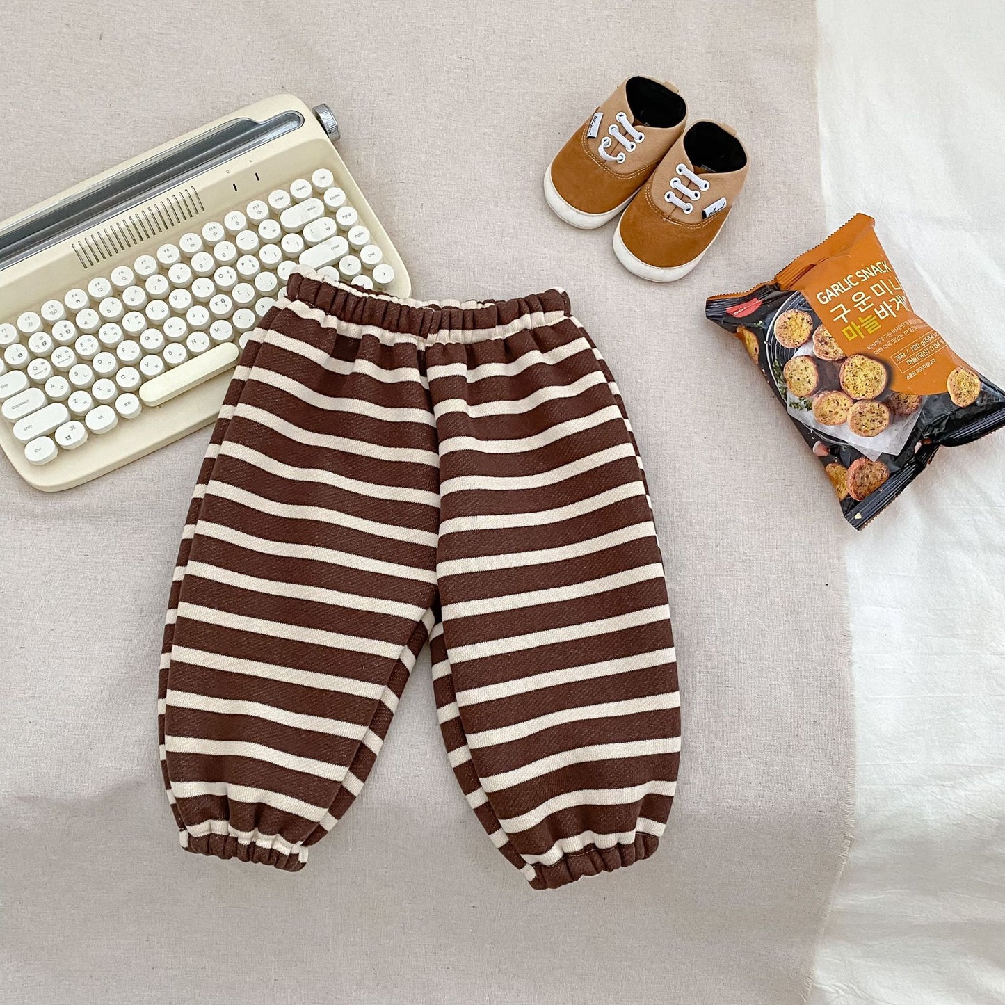 Autumn and Winter Arrival Casual Style Striped Pattern Fleece-Lined Pants for Baby and Kids, MyKids-USA®, Trousers, MyKids-USA - Size/Age - 73 (6-9M) - Color - Brown -  -  - TR2511291827-B