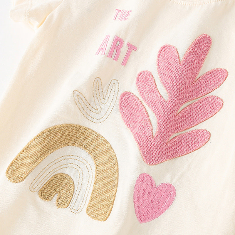 Summer Girls’ Plant and Letters Pattern Decorated T-shirt in European and American Style, MyKids-USA®, Baby & Toddler Tops, MyKids-USA -  -  -  -  -  -  - 