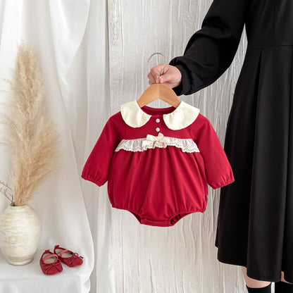 Autumn Arrival Baby Girls Long Sleeves Color Patchwork Peter Pan Collar Onesies, MyKids-USA®, Bodysuits, MyKids-USA -  -  -  -  -  -  - 