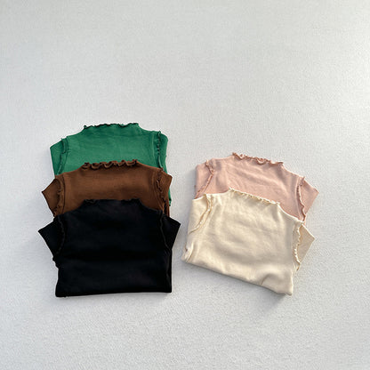 Girls Tops Spring And Autumn Style Children’s Solid Color Long-Sleeved T-Shirts For Girls With Ear-Shaped Inner Bottoming Shirts, MyKids-USA®, Baby & Toddler Tops, MyKids-USA -  -  -  -  -  -  - 