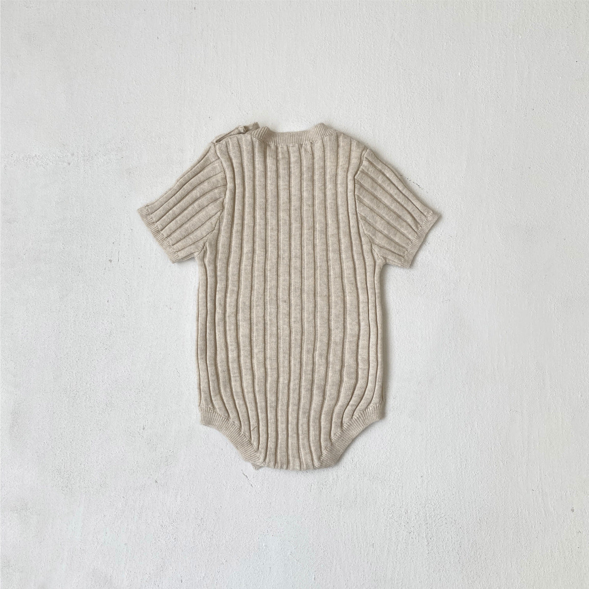 Summer Arrival Baby Unisex Short Sleeves Striped Pattern Knitted Bodysuit