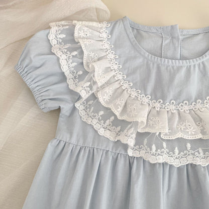 Summer Arrival Baby Girls Short Sleeves Lace Trim Crew Neck Bodysuit, MyKids-USA®, Bodysuits, MyKids-USA -  -  -  -  -  -  - .