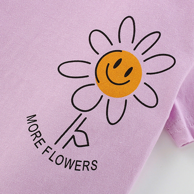 Summer Baby Kids Casual Flower Cartoon Pattern T-shirt and Shorts Clothing Set, MyKids-USA®, Baby & Toddler Outfits, MyKids-USA -  -  -  -  -  -  - 