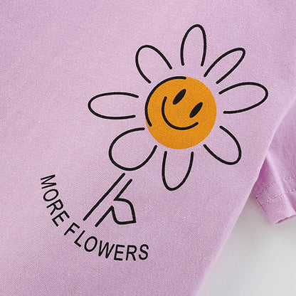 Summer Baby Kids Casual Flower Cartoon Pattern T-shirt and Shorts Clothing Set, MyKids-USA®, Baby & Toddler Outfits, MyKids-USA -  -  -  -  -  -  - 