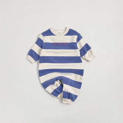 Winter and Autumn Arrival Baby Unisex Long Sleeves Striped Pattern Thick Rompers