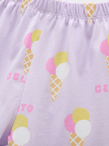 Arrival Summer Baby Kids Girls Short Sleeves Ice-Cream Pattern Top and Shorts Clothing Set