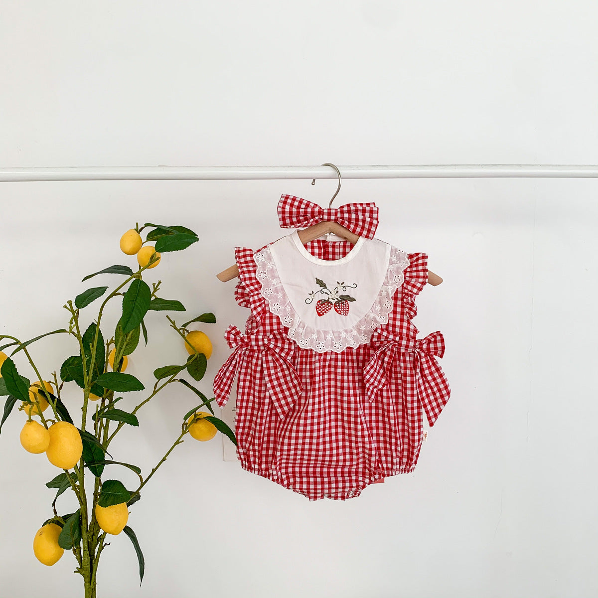 Summer Arrival Baby Girls Sleeveless Strawberry Pattern Bodysuit, MyKids-USA®, Baby & Children's One-Pieces, MyKids-USA - Size/Age - 66 (3-6M) - Color - Red -  -  - TR2604192136-A.
