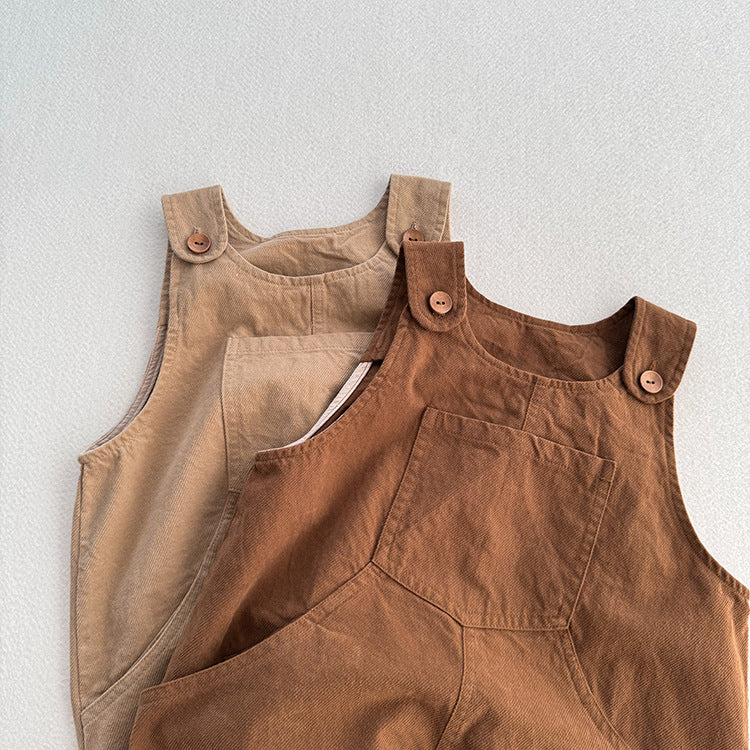 Autumn Unisex Baby Solid Color Sleeveless Casual Overalls Romper, MyKids-USA®, Baby One-Pieces, MyKids-USA -  -  -  -  -  -  - 