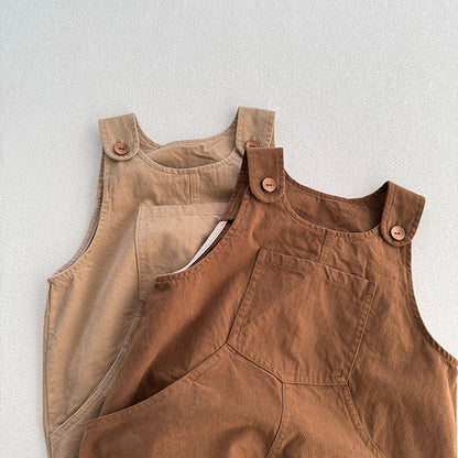 Autumn Unisex Baby Solid Color Sleeveless Casual Overalls Romper, MyKids-USA®, Baby One-Pieces, MyKids-USA -  -  -  -  -  -  - 