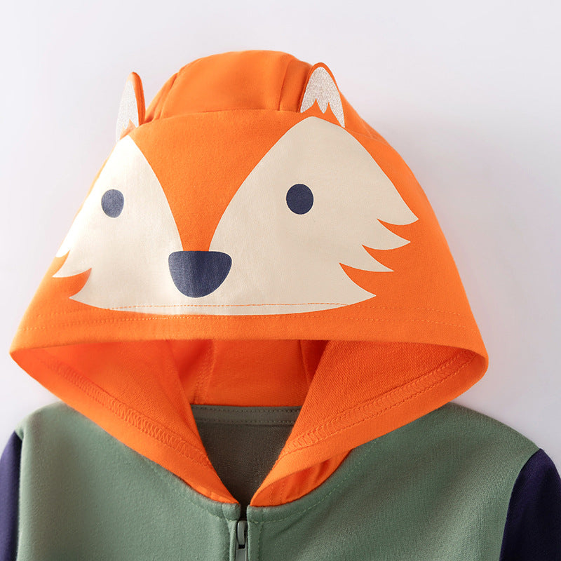 Winter and Autumn Boys Animals Cartoon Pattern Long Sleeves Zip-up Hooded Coat, MyKids-USA®, Puffer Jackets, MyKids-USA -  -  -  -  -  -  - 