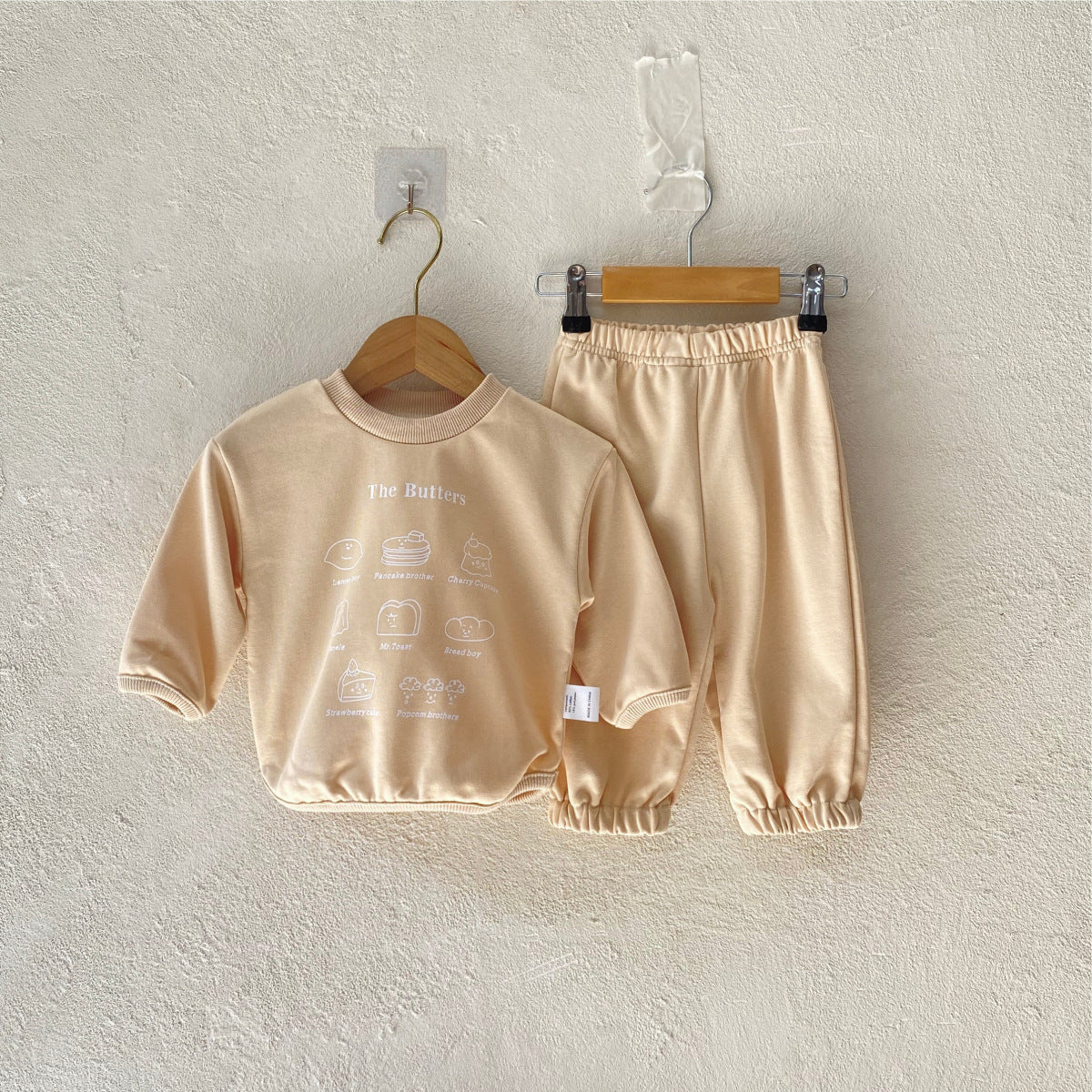 MyKids-USA® Spring and Autumn Baby Kids Unisex Long Sleeves Letters Pattern Top and Plain Pants Clothing Set