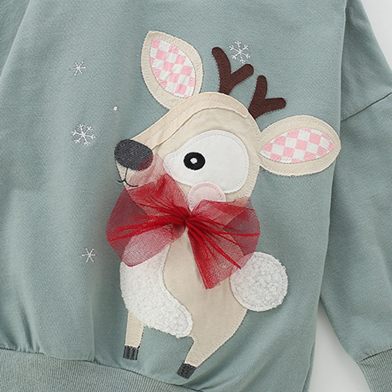 Autumn and Spring Arrival Christmas Cartoon Pattern Long Sleeves Pullover for Stylish Girls, MyKids-USA®, Sweaters, MyKids-USA -  -  -  -  -  -  - 