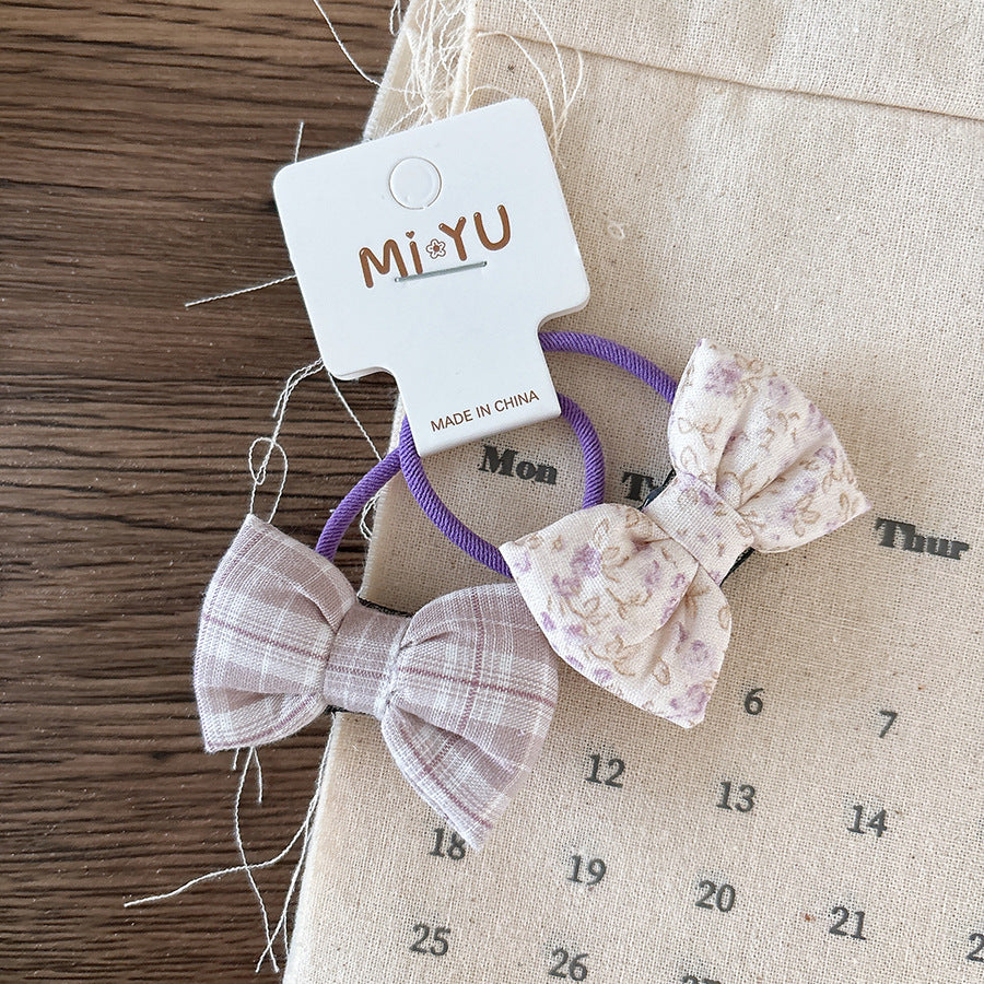 Collection of 2 Versatile Sweet Butterfly-bow Pattern Hair Ties, MyKids-USA®, Ponytail Holders, MyKids-USA - Size/Age - Average Size (0-12Y） - Color - Purple -  -  - TR2601261429-F.