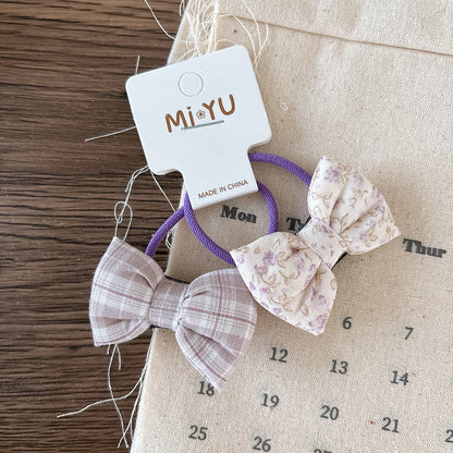 Collection of 2 Versatile Sweet Butterfly-bow Pattern Hair Ties, MyKids-USA®, Ponytail Holders, MyKids-USA - Size/Age - Average Size (0-12Y） - Color - Purple -  -  - TR2601261429-F.