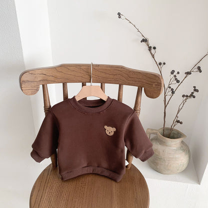 Autumn and Winter Arrival Baby Kids Unisex Long Sleeves Teddy Bear Pattern Fleece-lined Pullover, MyKids-USA®, Sweatshirts, MyKids-USA - Size/Age - 66 (3-6M) - Color - Coffee -  -  - TR2511232248-D