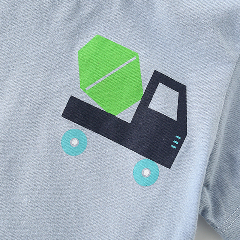 Summer Boys’ Vehicles Cartoon Logo Pattern T-shirt in European and American Style, MyKids-USA®, Baby & Toddler Tops, MyKids-USA -  -  -  -  -  -  - 