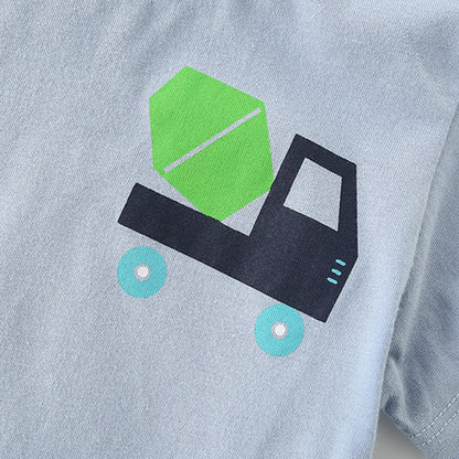 Summer Boys’ Vehicles Cartoon Logo Pattern T-shirt in European and American Style, MyKids-USA®, Baby & Toddler Tops, MyKids-USA -  -  -  -  -  -  - 