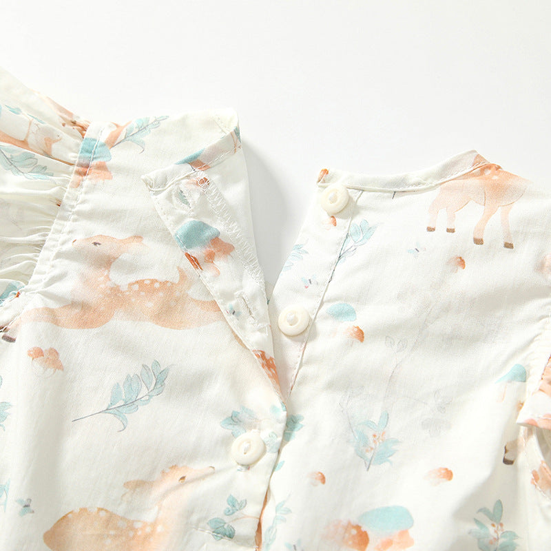 Summer Arrival Baby Girls Cute Animals and Floral Pattern Fly Sleeves Onesies, MyKids-USA®, Baby One-Pieces, MyKids-USA -  -  -  -  -  -  - 