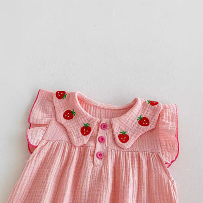 Summer Arrival Baby Girls Sleeveless Strawberry Pattern Bodysuit, MyKids-USA®, Baby & Children's One-Pieces, MyKids-USA -  -  -  -  -  -  - .