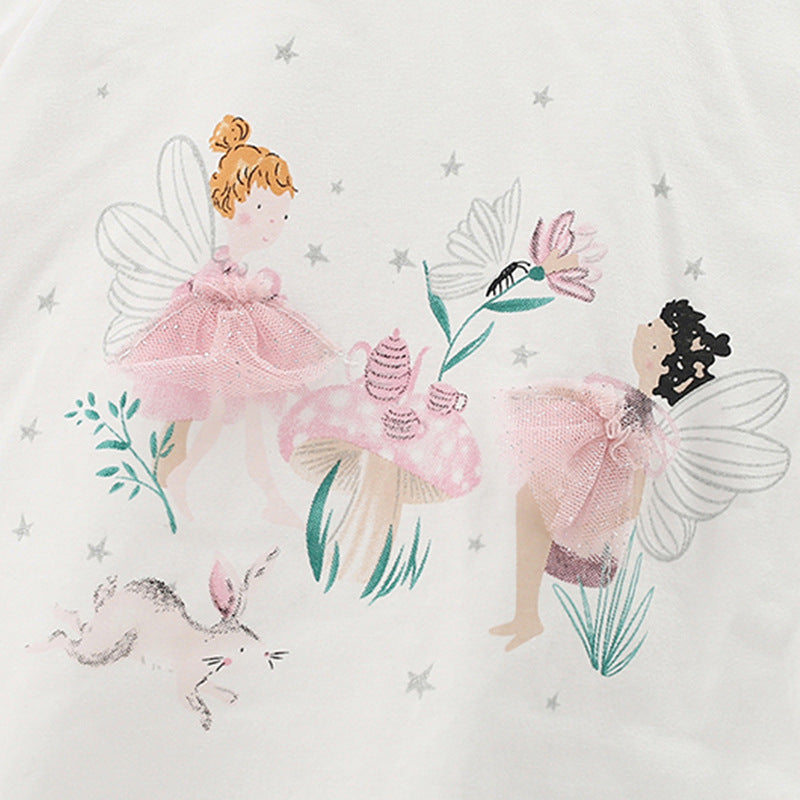 Summer Baby Kids Fairy Cartoon Pattern T-shirt and Pink Shorts Clothing Set for Girls, MyKids-USA®, Baby & Toddler Outfits, MyKids-USA -  -  -  -  -  -  - 