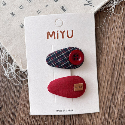 Collection of 2 Versatile Plaid Pattern and Butterfly-bow Decorated Hair Clips