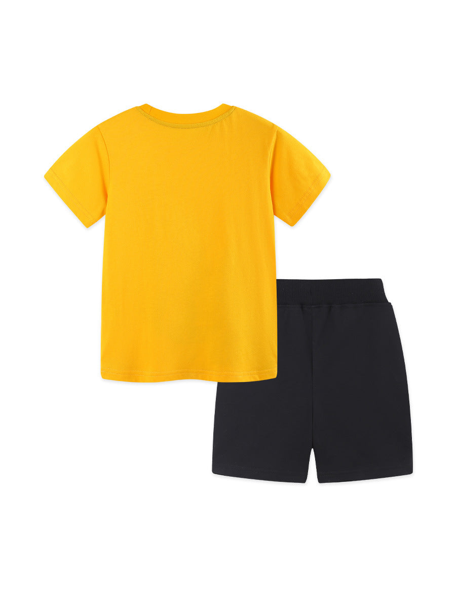 Arrival Summer Baby Kids Boys Short Sleeves Cartoon Pattern T-shirt and Shorts Clothing Set