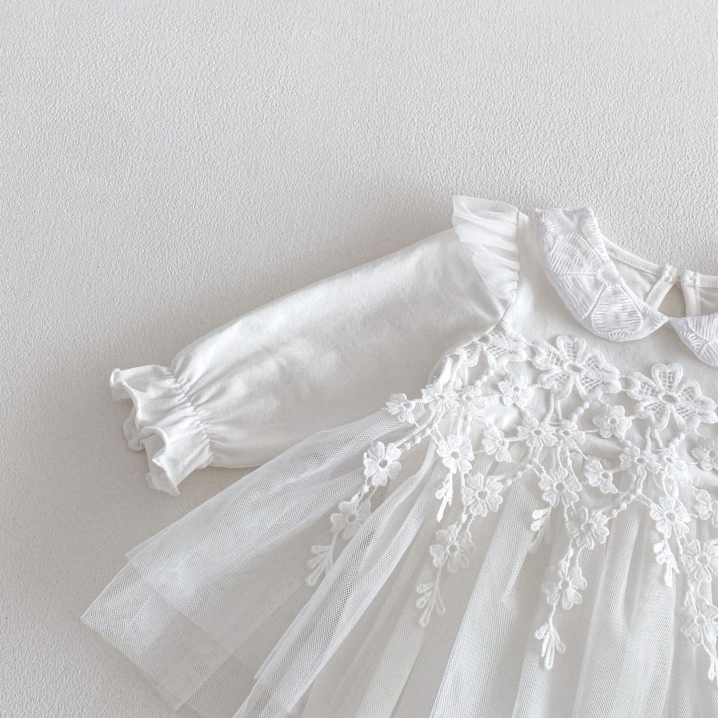 Spring Arrival Baby Girls Long Sleeves Flowers Pattern Tulle Decorated Bodysuit Dress, MyKids-USA®, Baby & Toddler Dresses, MyKids-USA -  -  -  -  -  -  - .