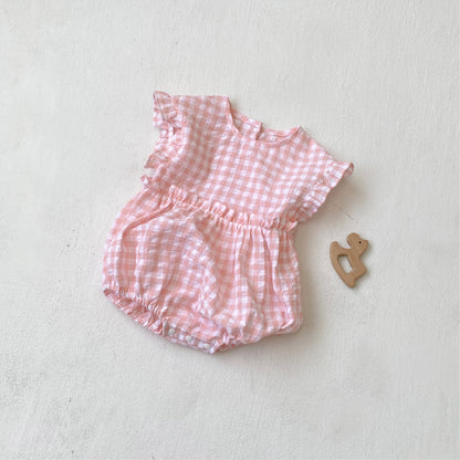 Summer Baby Kids Sleeveless Plaid Pattern Onesies and Hat Casual Clothing Set for Girls, MyKids-USA®, Baby & Toddler Outfits, MyKids-USA -  -  -  -  -  -  - 