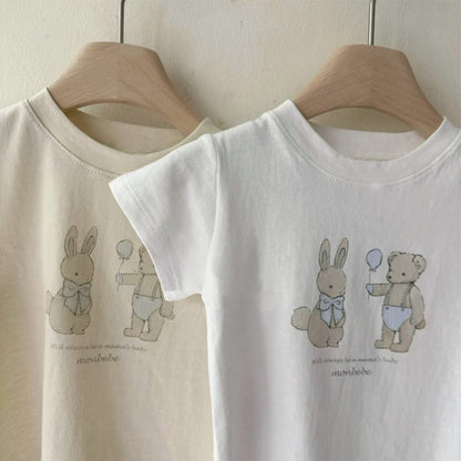Summer Baby Kids Cartoon and Letters Pattern T-shirt in European and American Style