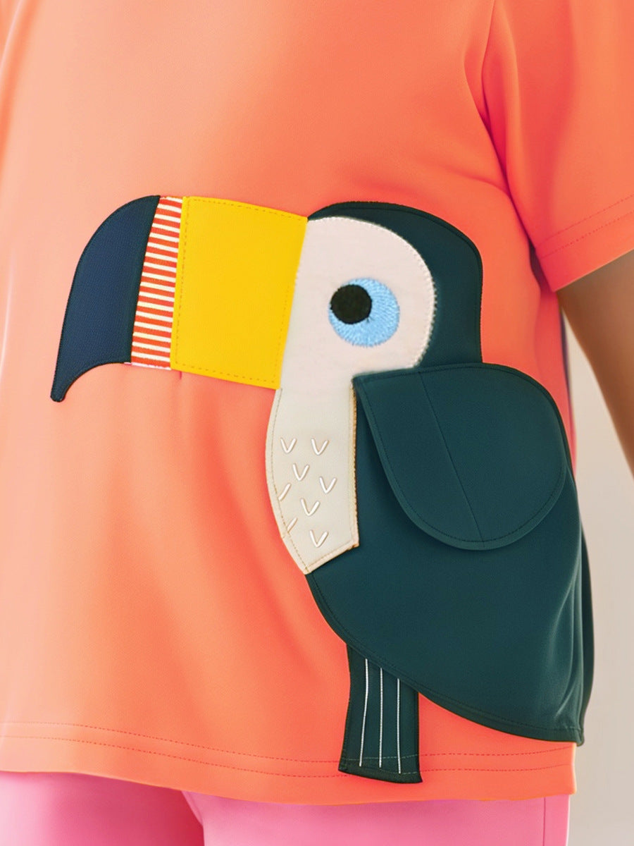 Kids’ Birds Cartoon Pattern Short Sleeves T-shirt in European and American Style for Summer, MyKids-USA®, Baby & Toddler Tops, MyKids-USA -  -  -  -  -  -  - 
