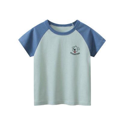 Girls’ Patchwork Dog Logo T-Shirt For Summer