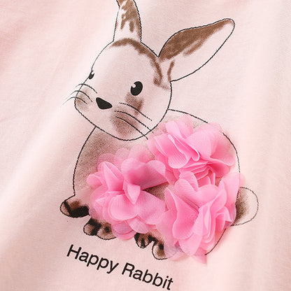 Baby Girl Bunny Pattern Short Sleeve Summer T-Shirt