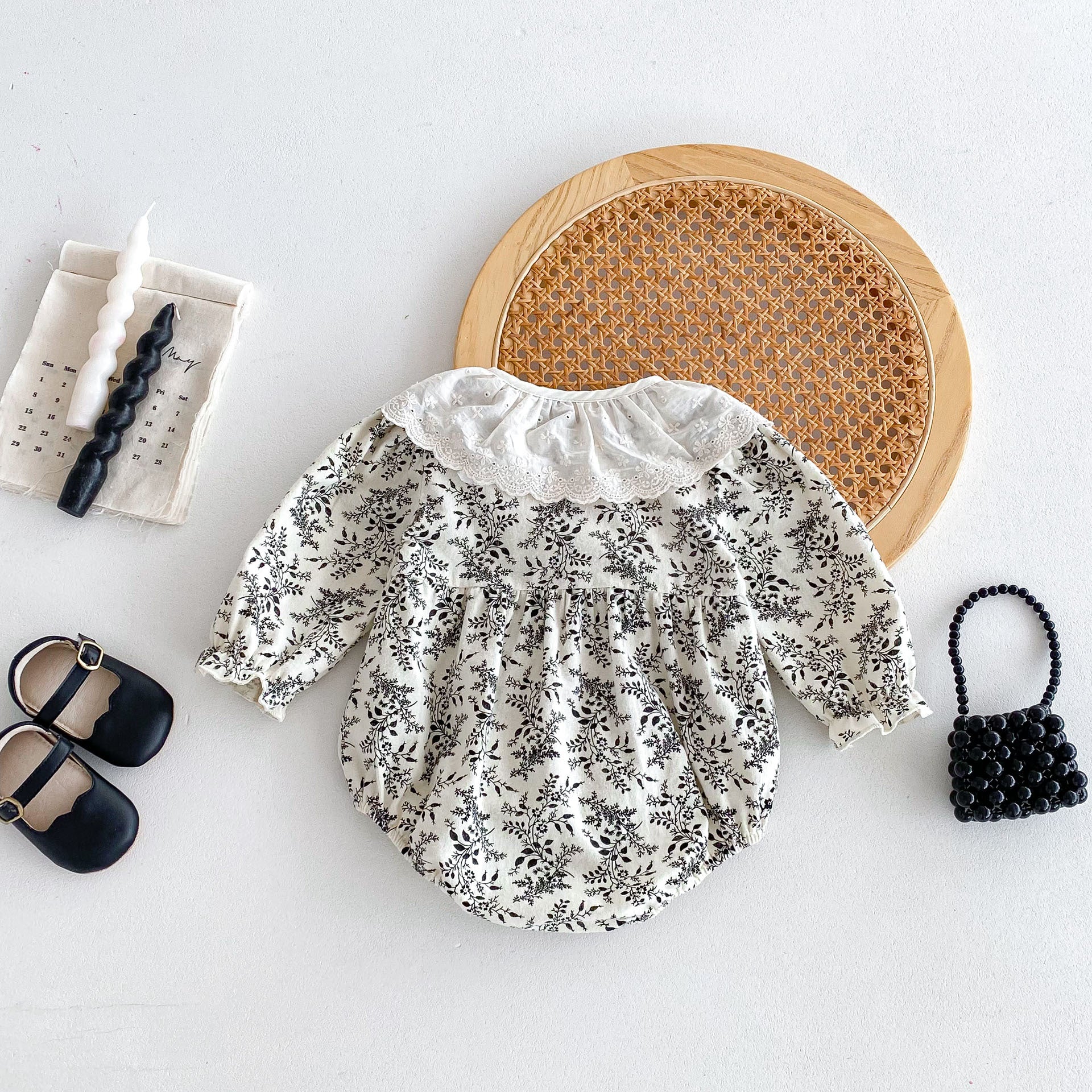 Arrival Baby Girls Long Sleeves Embroidery Collar Floral Print Onesies, MyKids-USA®, Baby One-Pieces, MyKids-USA -  -  -  -  -  -  - 